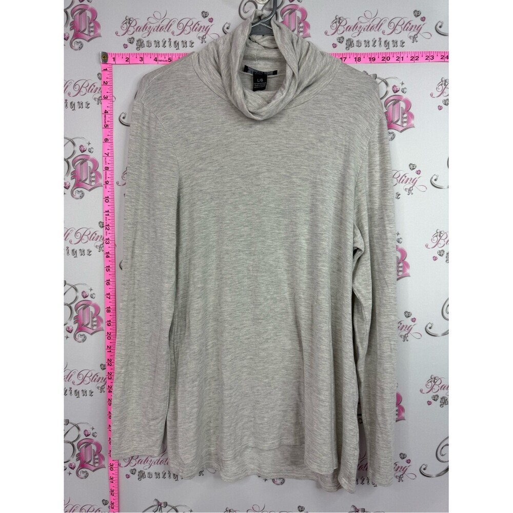 Michael Tyler bamboo shirt Light Heather Gray Draped Cowl Neck Long Sleeve Top